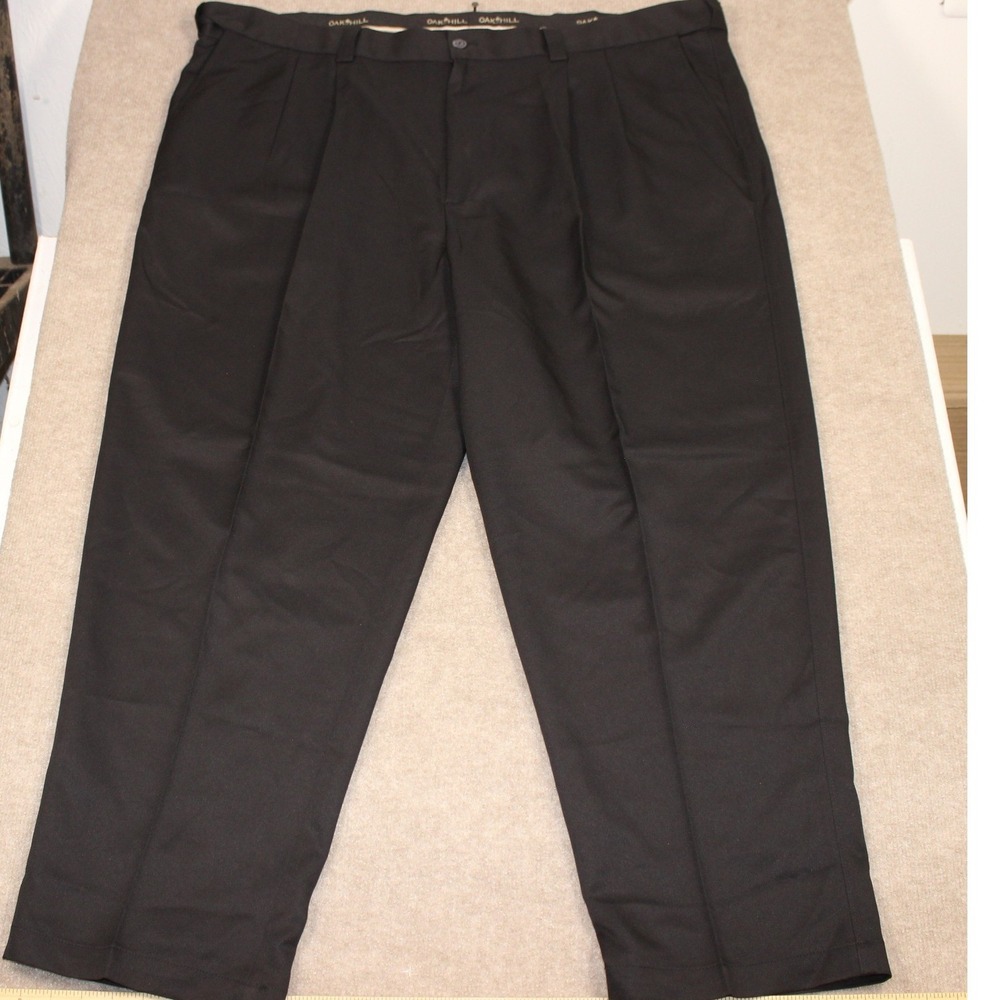 Oak Hill Mens Black Pleated Dress Pants Slacks Big and Tall 50x30 Polyester
